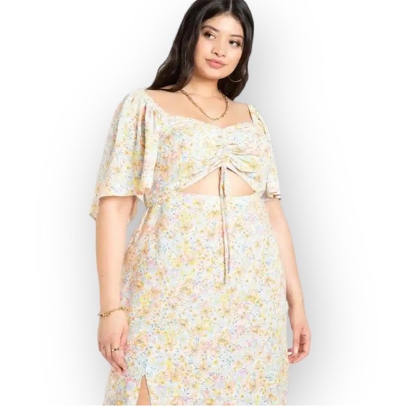Eloquii Dresses & Skirts - Eloquii Size 20 NWT Cinched Front Floral Midi A-Line Cutout Dress
